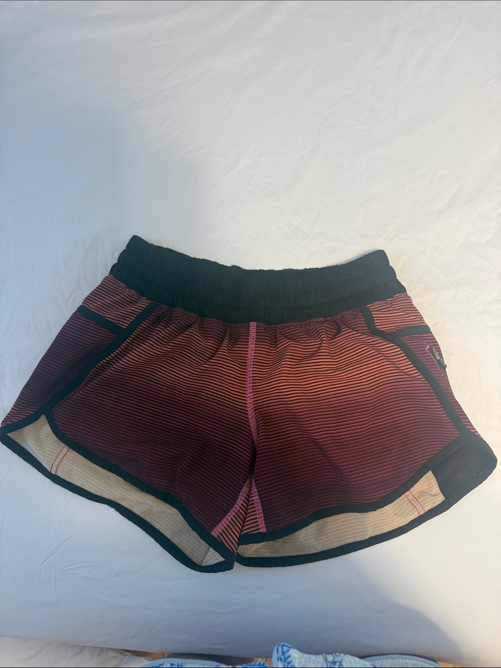 Women's Burgundy Striped Athletic Shorts
